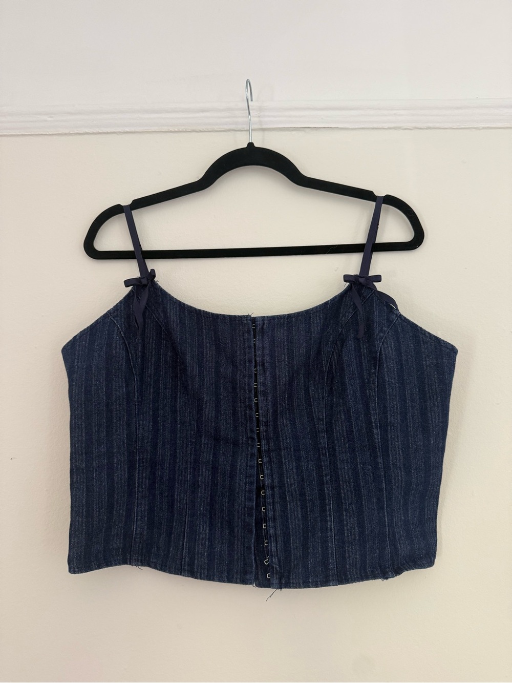 PacSun Navy Striped Denim Crop Cami